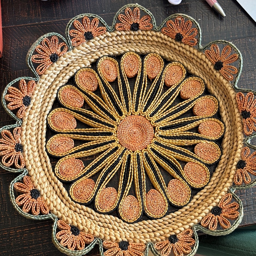 Handcrafted Floral Woven Basket